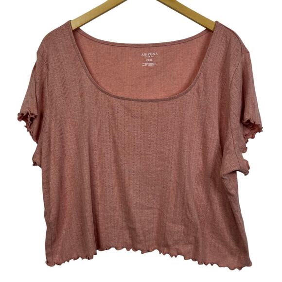 5 for $25| Arizona Ribbed Babydoll Coral Crop Tee Size XXXL - Picture 1 of 7